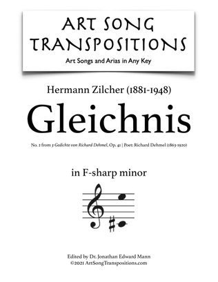 ZILCHER: Gleichnis, Op. 41 no. 2 (transposed to F-sharp minor)