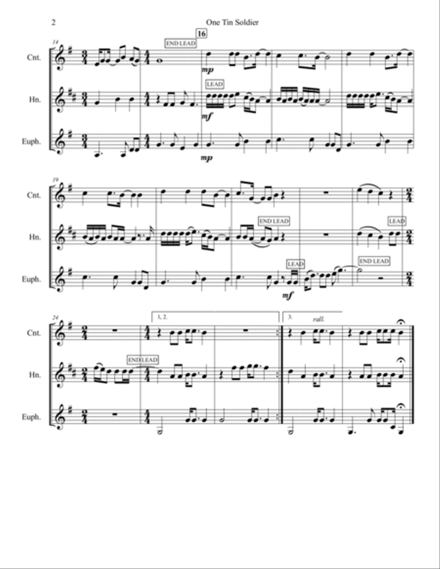 One Tin Soldier Cornet scores gallery preview page 4