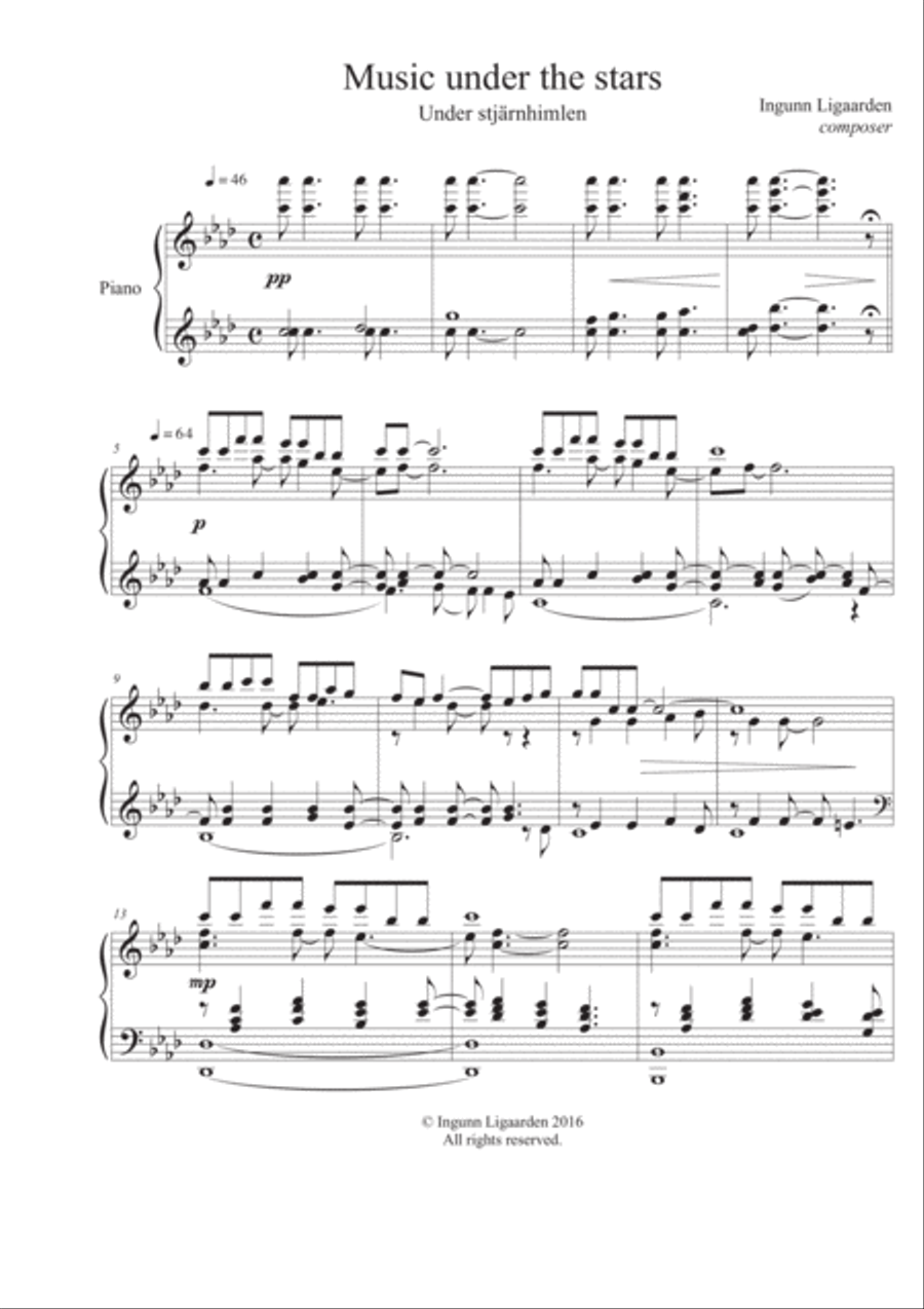 Music under the stars Music under the stars Piano Solo scores gallery preview page 1