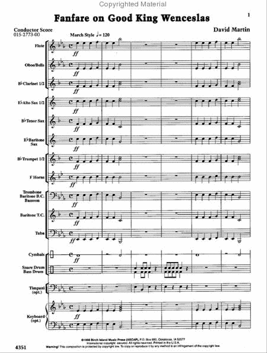 Fanfare on Good King Wenceslas Concert Band scores gallery preview page 2