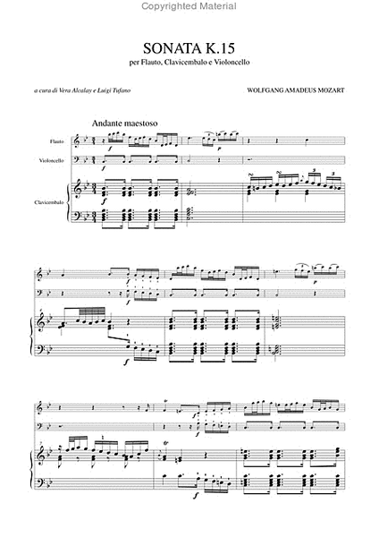 Sonata K. 15 in B flat Major for Flute, Harpsichord and Violoncello