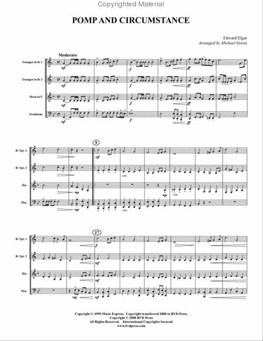 Pomp and Circumstance Brass Quartet scores gallery preview page 2
