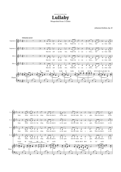 Lullaby by Brahms for SSAA Choir and Piano image number null