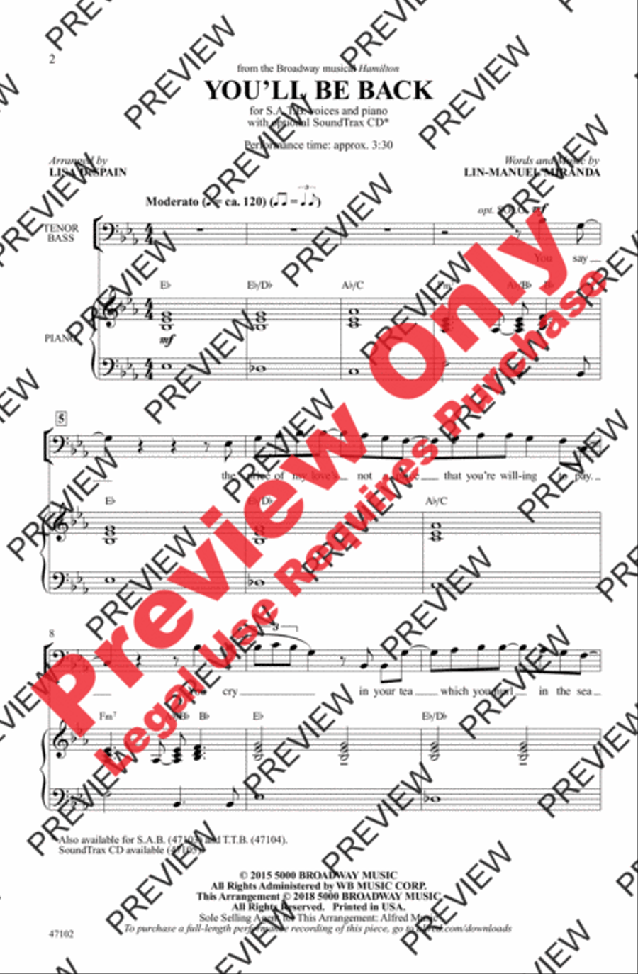 You'll Be Back 4-Part scores gallery preview page 2