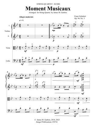 Schubert: Moment Musicaux for String Quartet