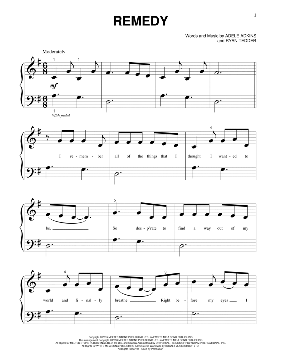 Remedy Piano Solo scores gallery preview page 1