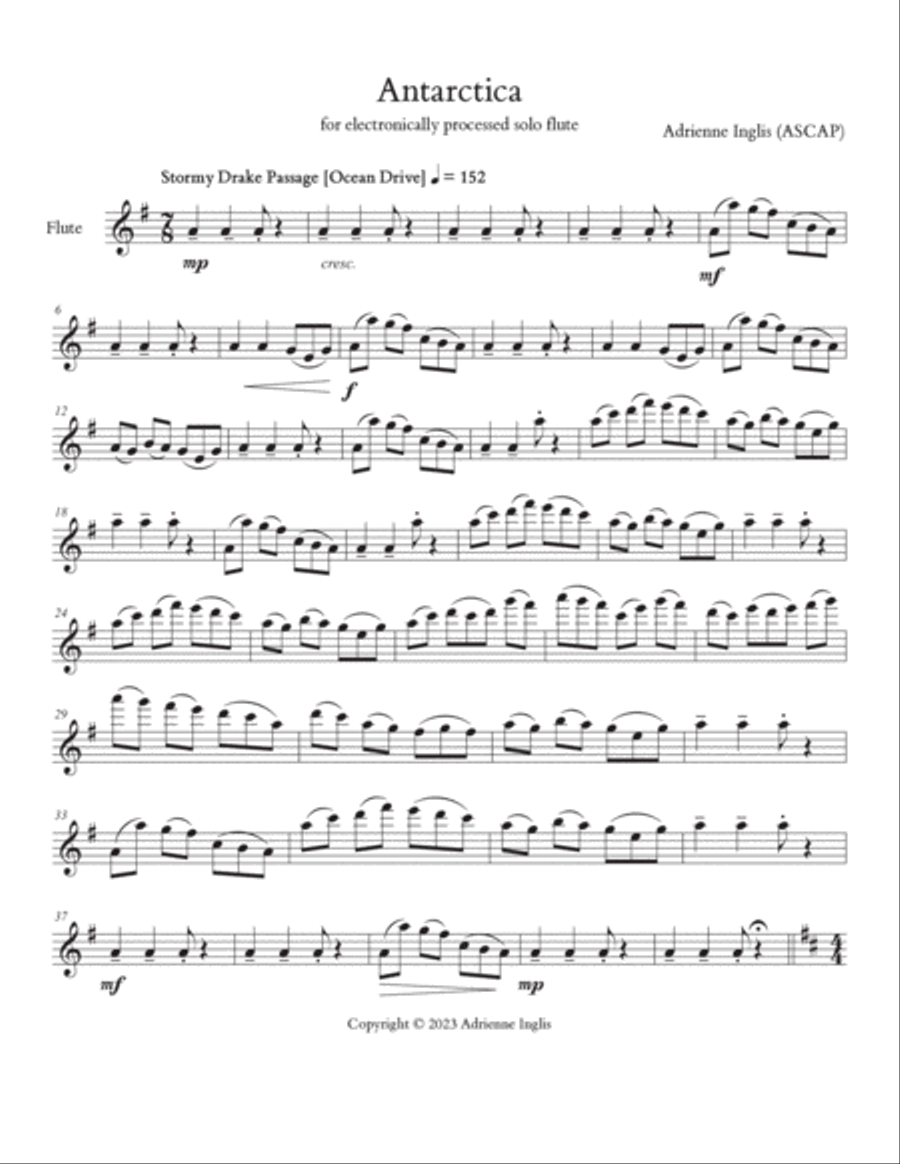 Antarctica for electronically processed flute Flute Solo scores gallery preview page 2
