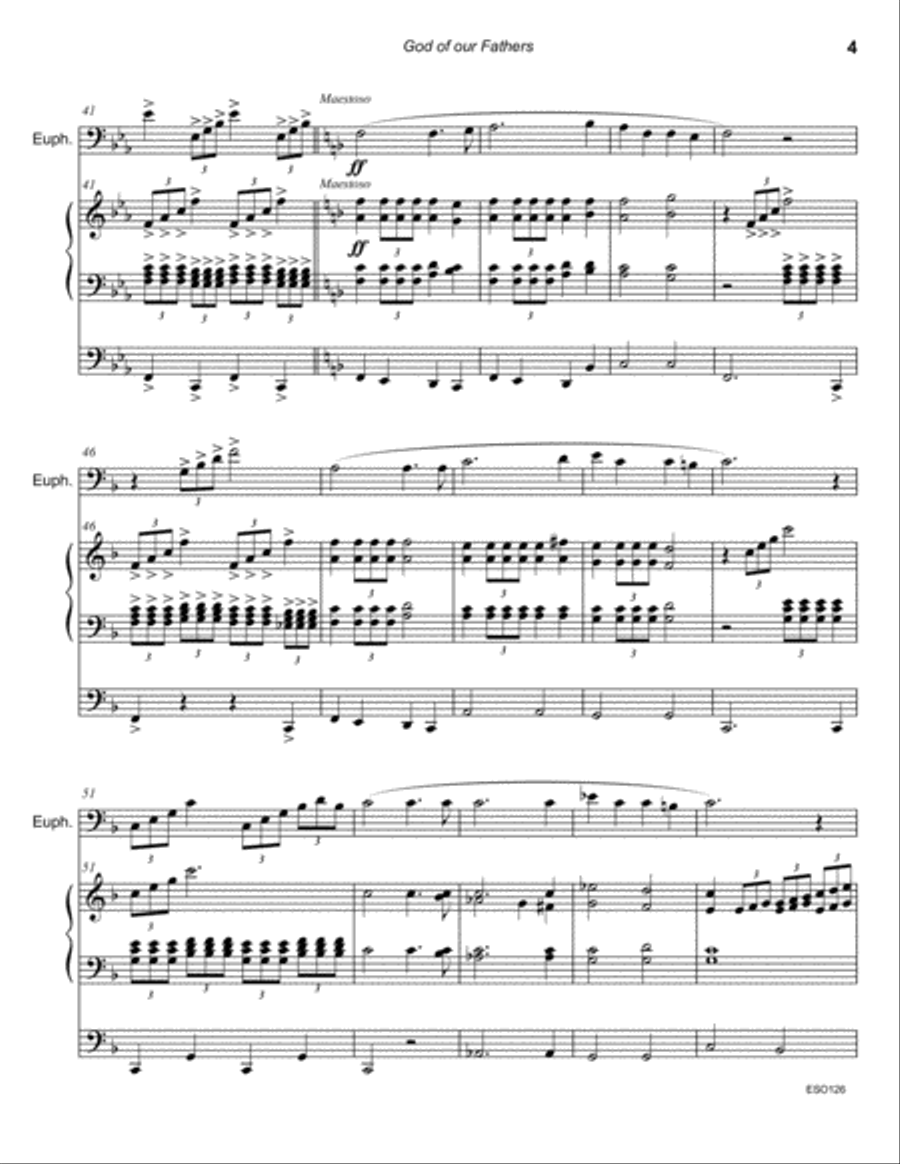 GOD OF OUR FATHERS - EUPHONIUM (Trombone) SOLO with Organ Accompaniment Small Ensemble scores gallery preview page 4