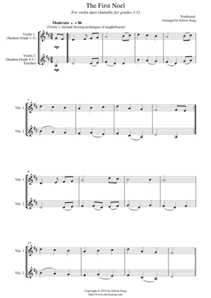 The First Noel (for violin duet, suitable for grades 1-5)