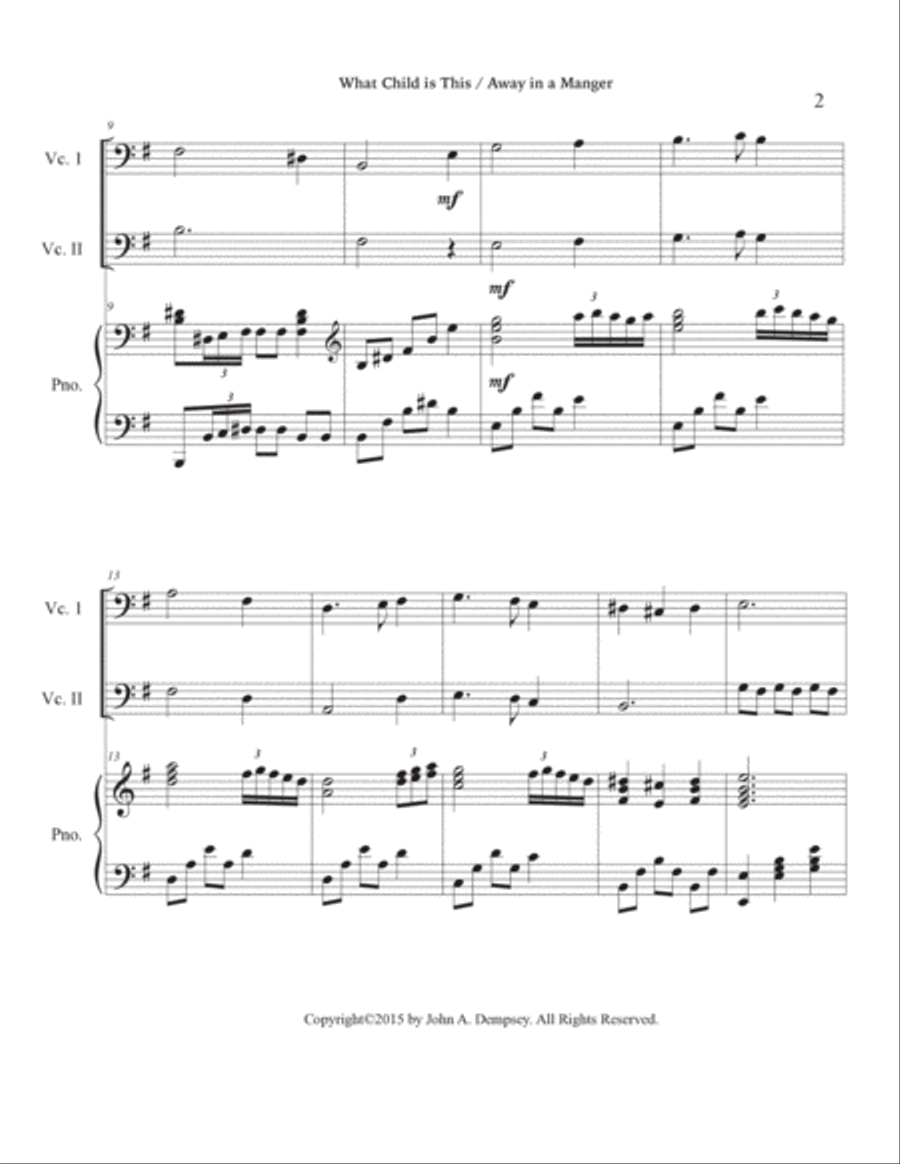 Christmas Medley (What Child is This / Away in a Manger): Trio for Two Cellos and Piano String Duet scores gallery preview page 6