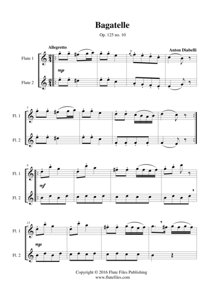 Bagatelle, op. 125 no. 10 - Flute Duet image number null