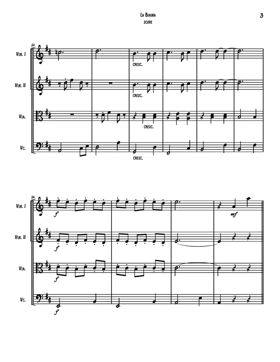 La Bikina String Quartet scores gallery preview page 4