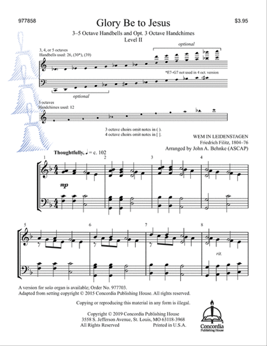 Glory Be to Jesus Handbell Choir scores gallery preview page 1