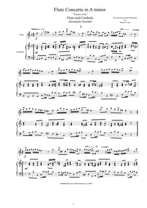 Book cover for Scarlatti A - Flute Concerto in A minor for Flute and Cembalo or Piano