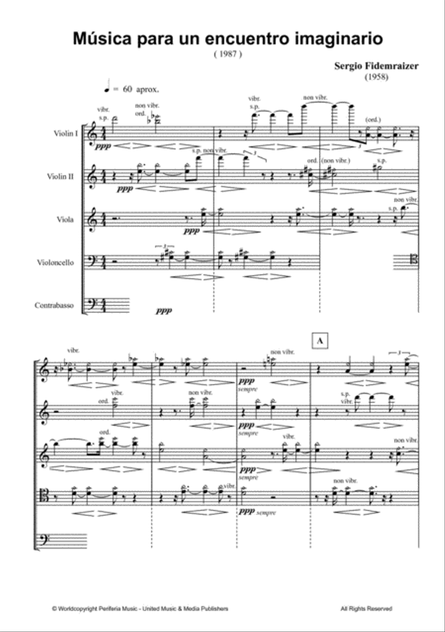 Música para un encuentro imaginario for String Quintet String Quintet scores gallery preview page 2
