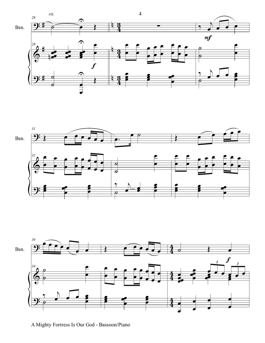 A MIGHTY FORTRESS IS OUR GOD (for Bassoon with Piano - Score and Instrument Part included) Bassoon scores gallery preview page 5