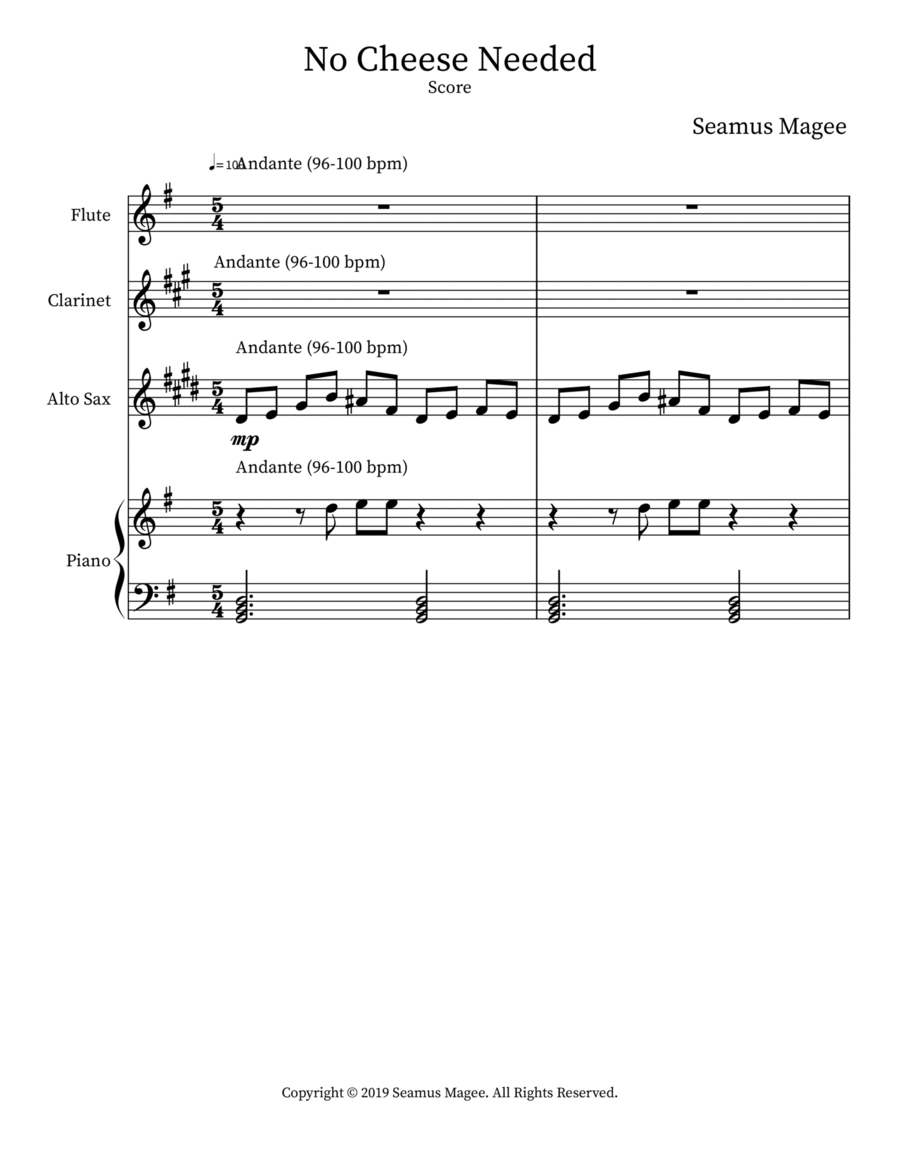 No Cheese Needed No Cheese Needed Small Ensemble scores gallery preview page 1