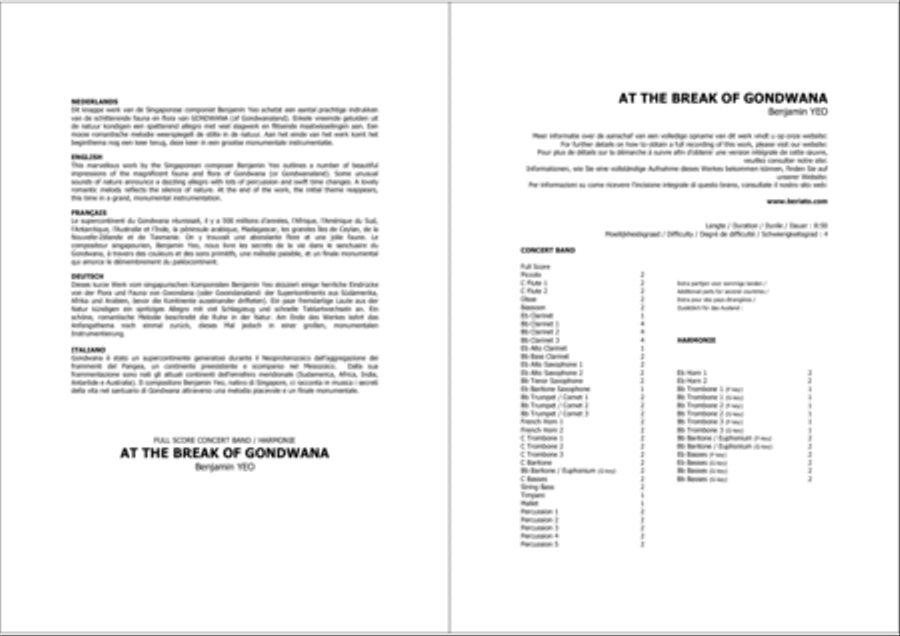 At the Break of Gondwana Concert Band scores gallery preview page 2
