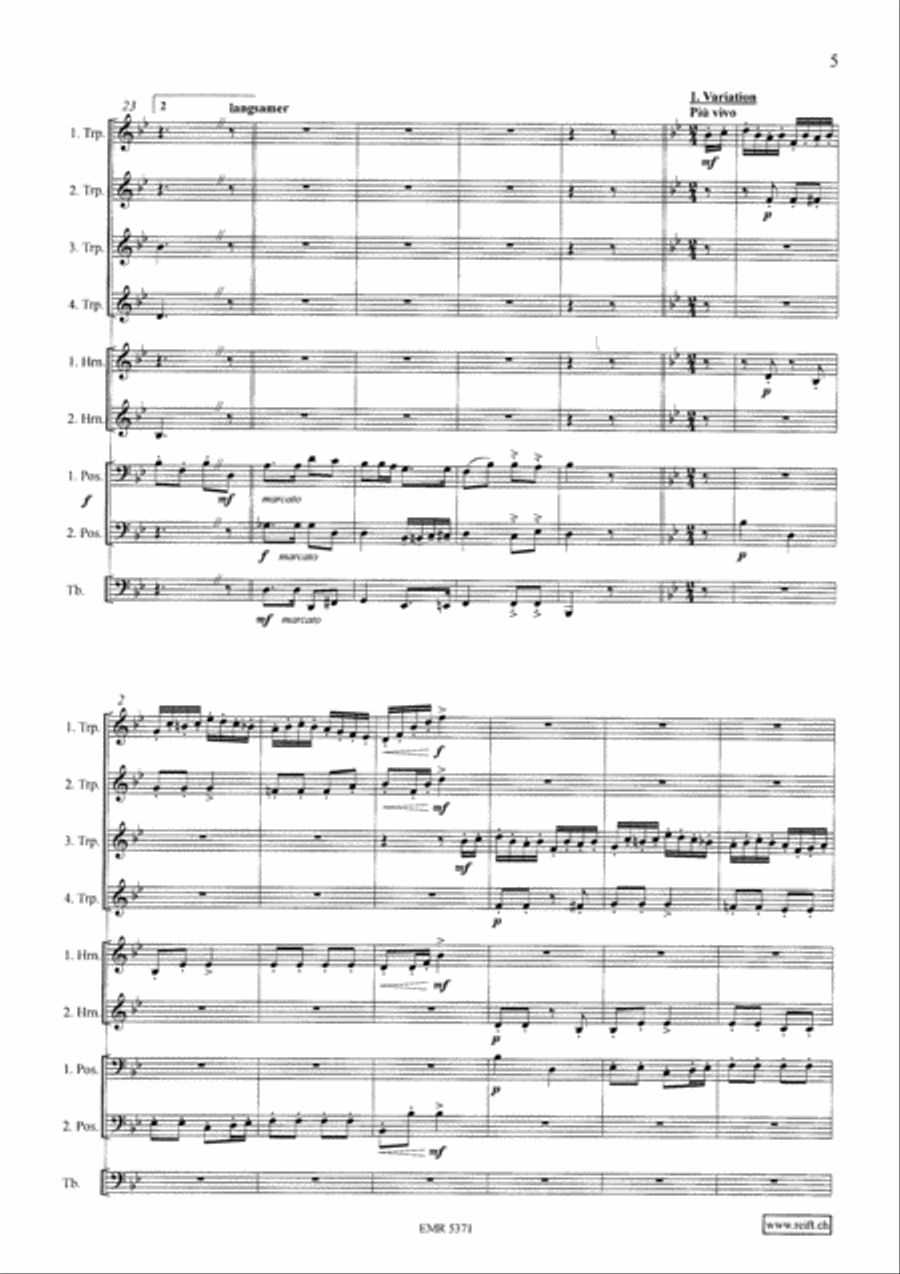 Thema und Variationen Brass Ensemble scores gallery preview page 5