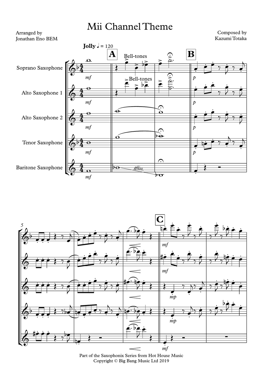 Enca Theme 2014 Channel Opener Woodwind Ensemble scores gallery preview page 1