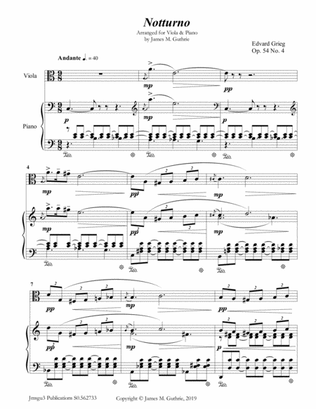Grieg: Notturno Op. 54 No. 4 for Viola & Piano