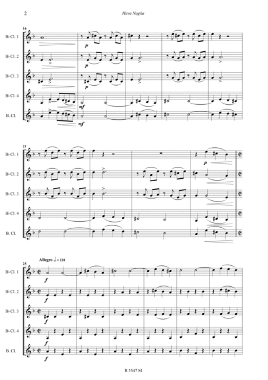 Hava nagila, pour clarinette Clarinet scores gallery preview page 3