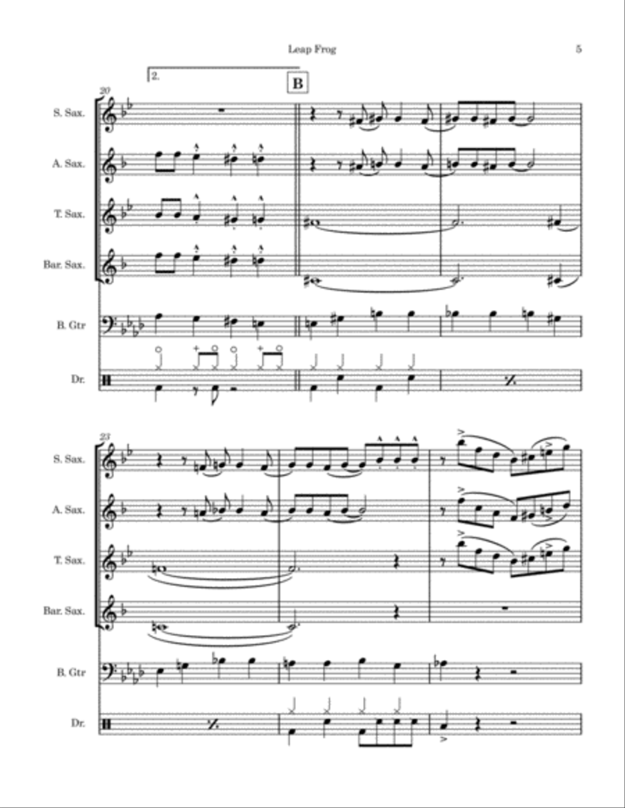 Leap Frog Saxophone Quartet scores gallery preview page 5