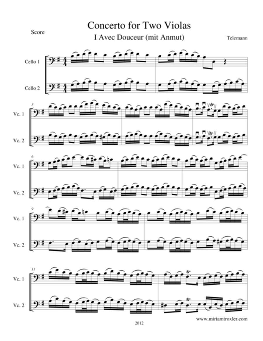 Concerto for Two Violas in G Major, transcription for cellos
