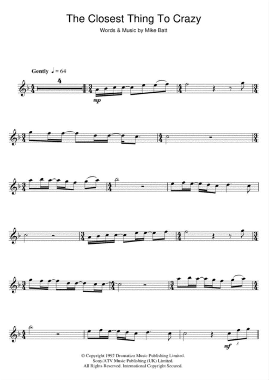 The Closest Thing To Crazy Flute Solo scores gallery preview page 1
