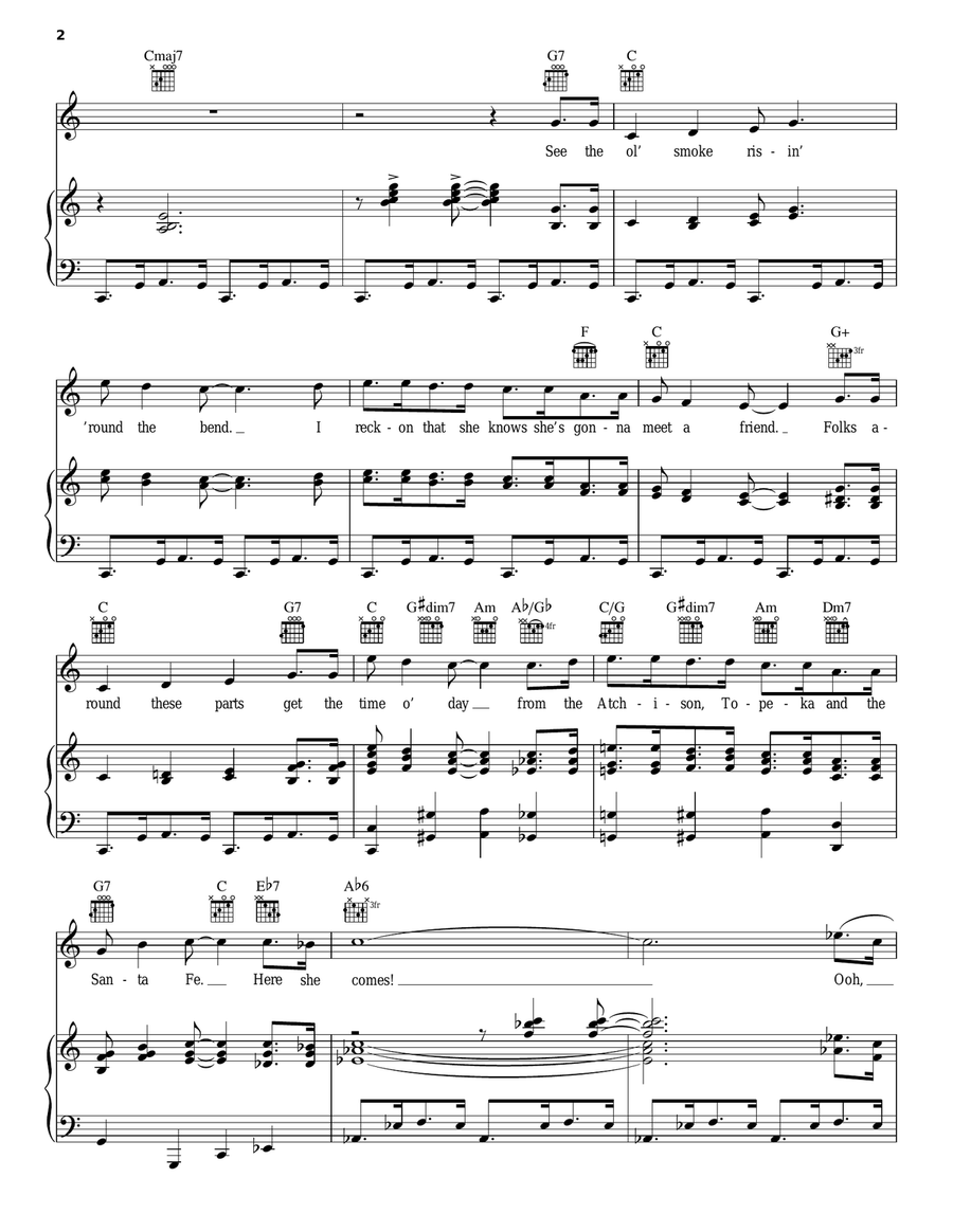 On The Atchison, Topeka And The Santa Fe Guitar scores gallery preview page 2