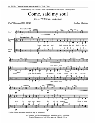 Come, said my soul (Choral score)