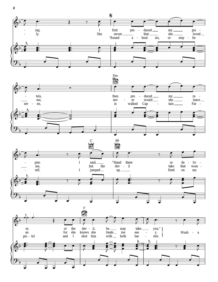 Whiskey In The Jar Piano, Vocal, Guitar scores gallery preview page 2