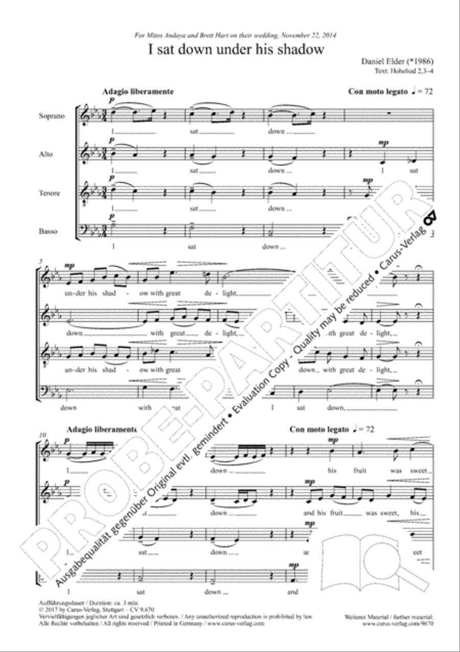 I sat down under his shadow 4-Part scores gallery preview page 3