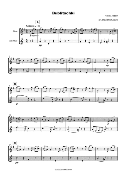 Bublitschki, Russian Klezmer song for Flute and Alto Flute Duet