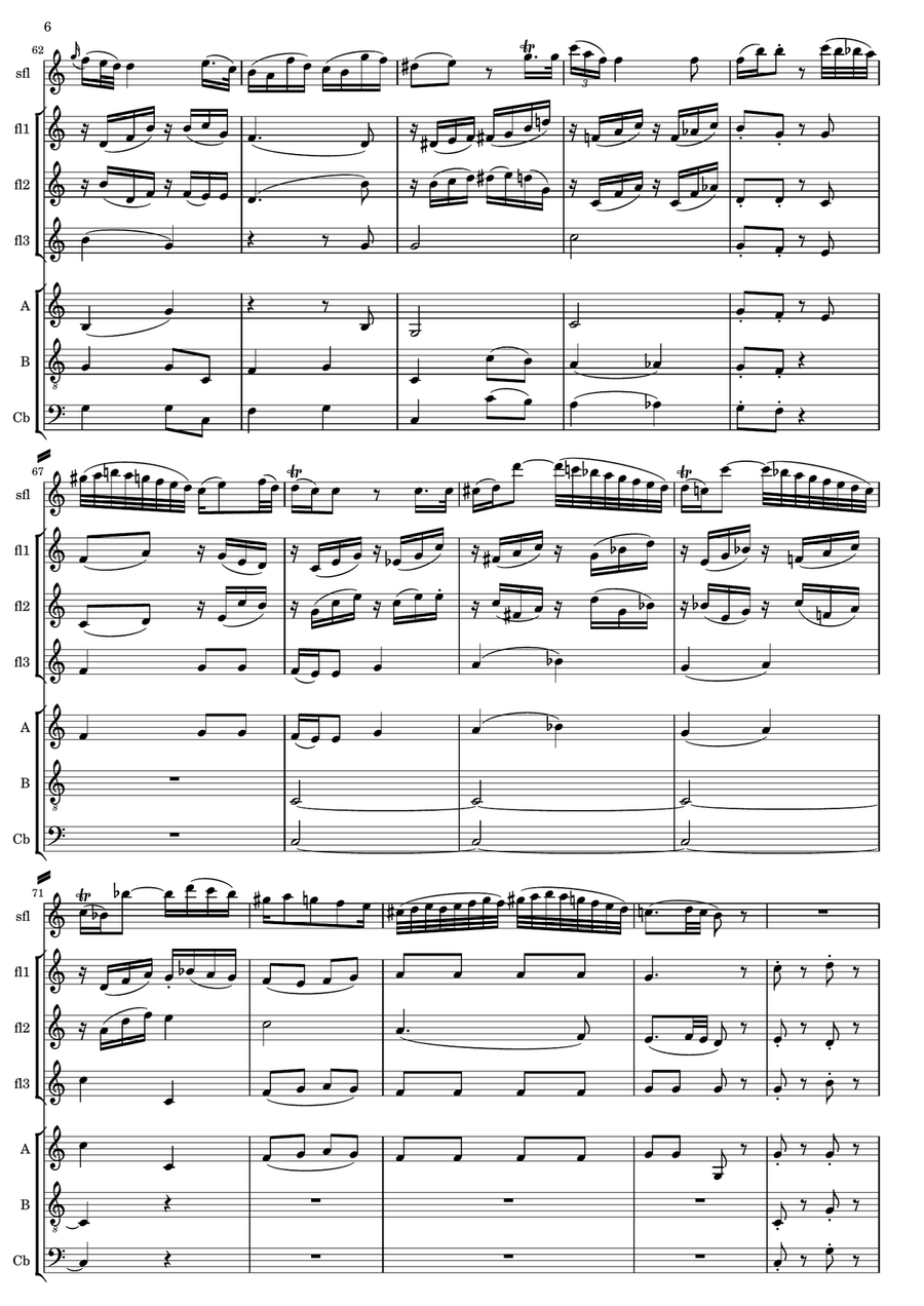 Mozart Andante in C KV 315 for solo flute and flute ensemble Flute Choir scores gallery preview page 6