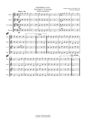 Susato: Danserye (1551) Bass Dance 5. La morisque - double reed quartet