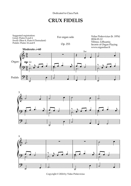 Crux fidelis, Op. 253 (Organ Solo) by Vidas Pinkevicius