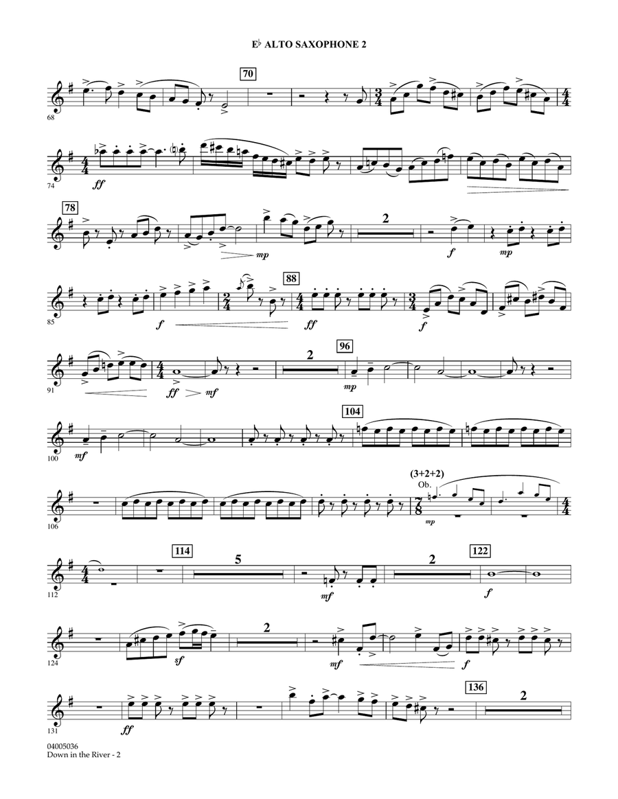 Down in the River - Eb Alto Saxophone 2 Concert Band scores gallery preview page 2