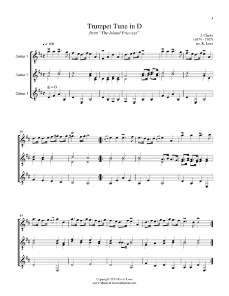 Trumpet Voluntary and Trumpet Tune (Guitar Trio) - Score and Parts image number null