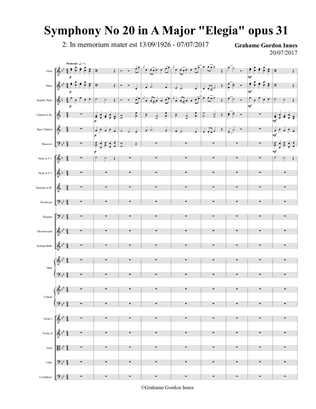 Book cover for Symphony No 20 in A Major "Elegia" Opus 31 - 2nd Movement (2 of 4) - Score Only