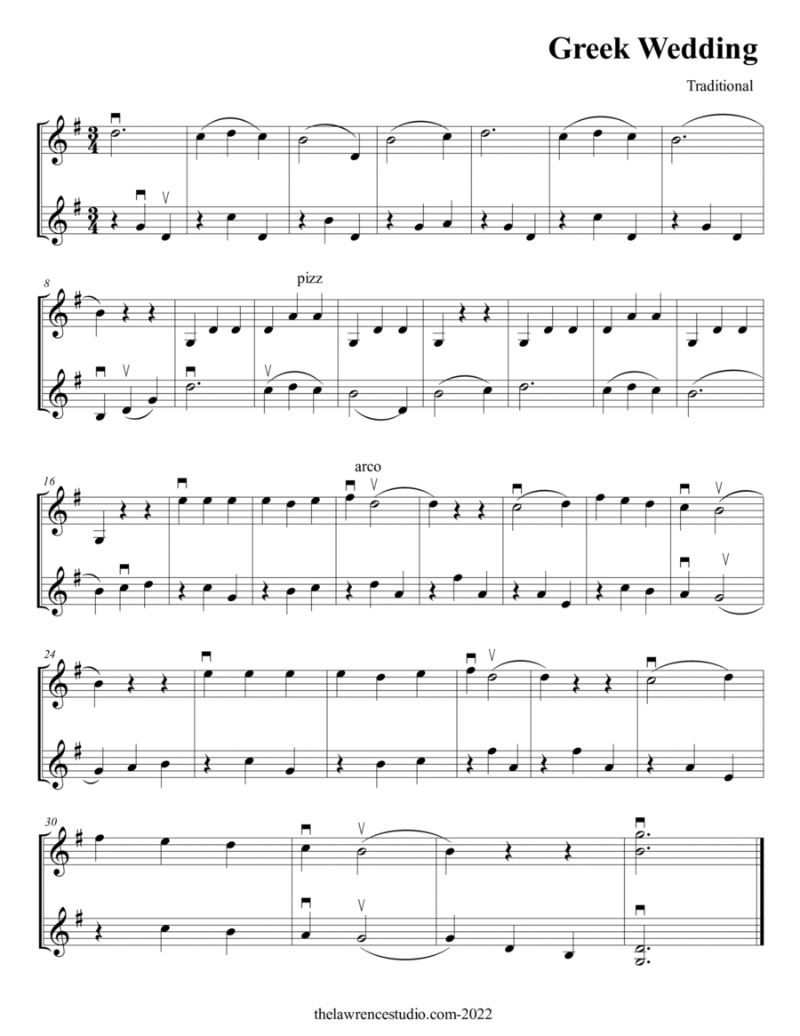 Greek Wedding String Duet scores gallery preview page 1