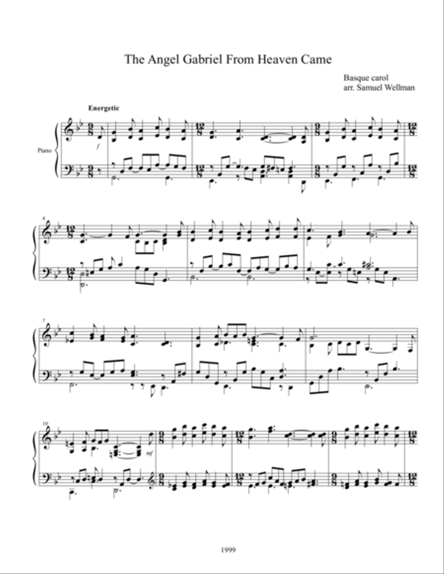 The Angel Gabriel From Heaven Came The Angel Gabriel From Heaven Came Piano Solo scores gallery preview page 1