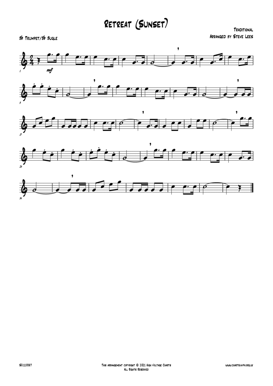 Retreat (Sunset) Trumpet Solo scores gallery preview page 1