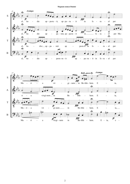 Magnum nomen Domini - Christmas Chorale for SATB a cappella image number null