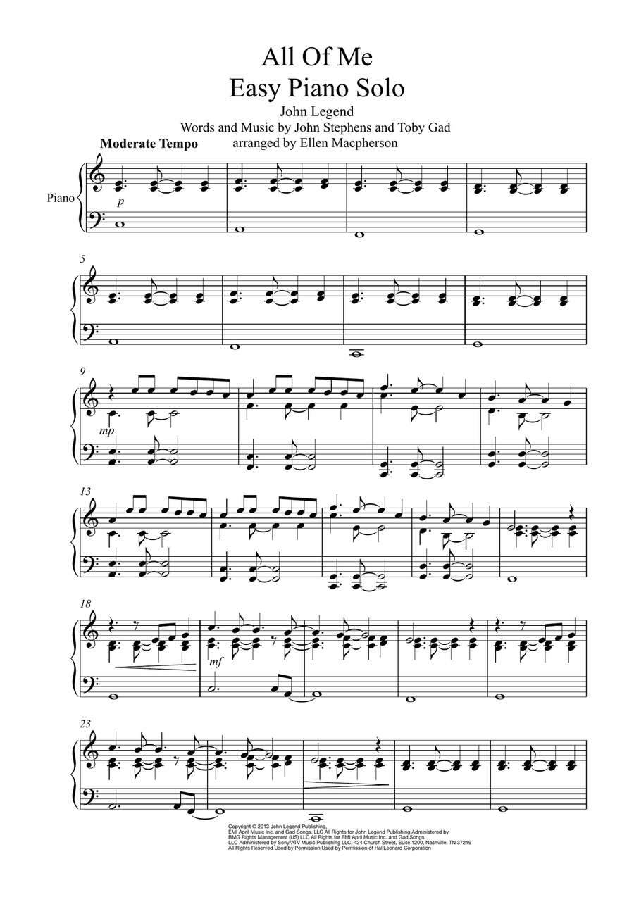 All Of Me All Of Me Easy Piano scores gallery preview page 1