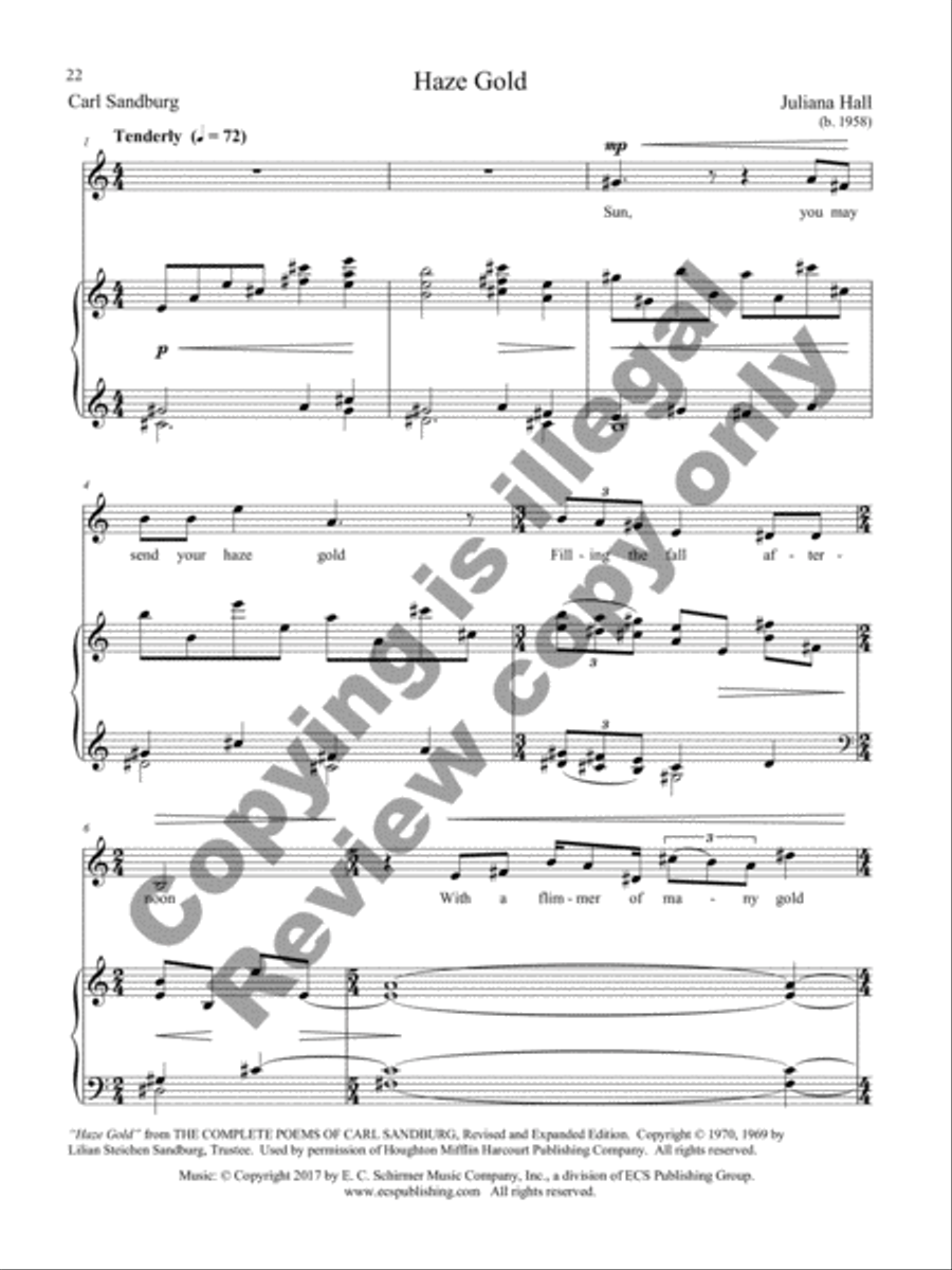 Theme in Yellow: 7 Songs for Mezzo-Soprano and Piano Mezzo-Soprano Voice scores gallery preview page 24