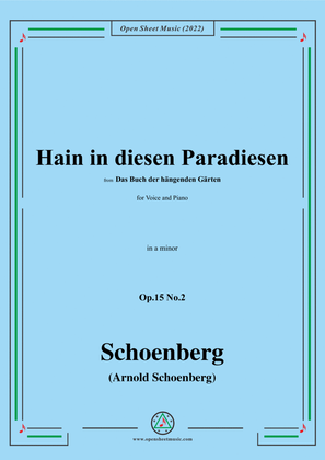 Book cover for Schoenberg-Hain in diesen Paradiesen,in a minor,Op.15 No.2