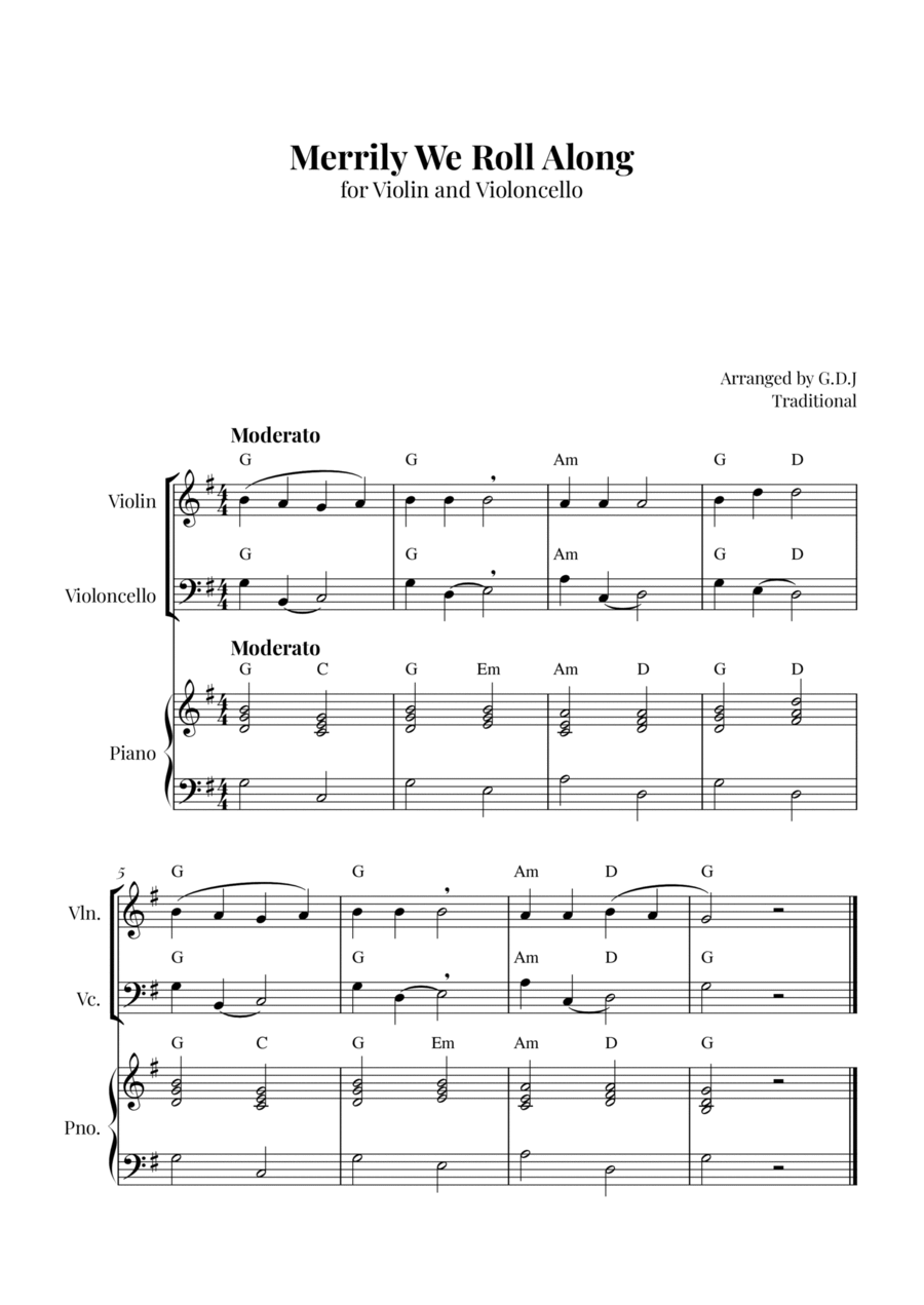 Merrily We Roll Along Piano Trio scores gallery preview page 1
