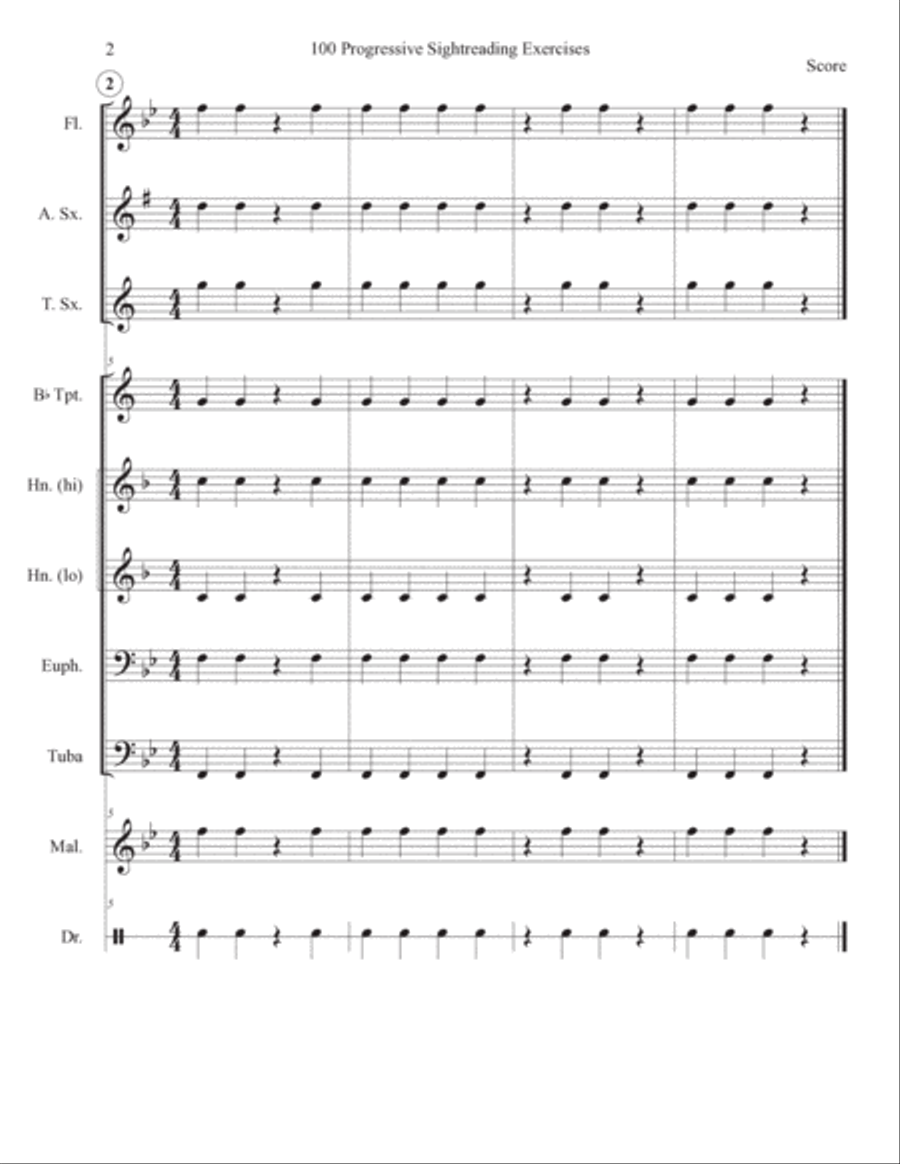 100 Progressive Sightreading Exercises for Band Concert Band scores gallery preview page 6