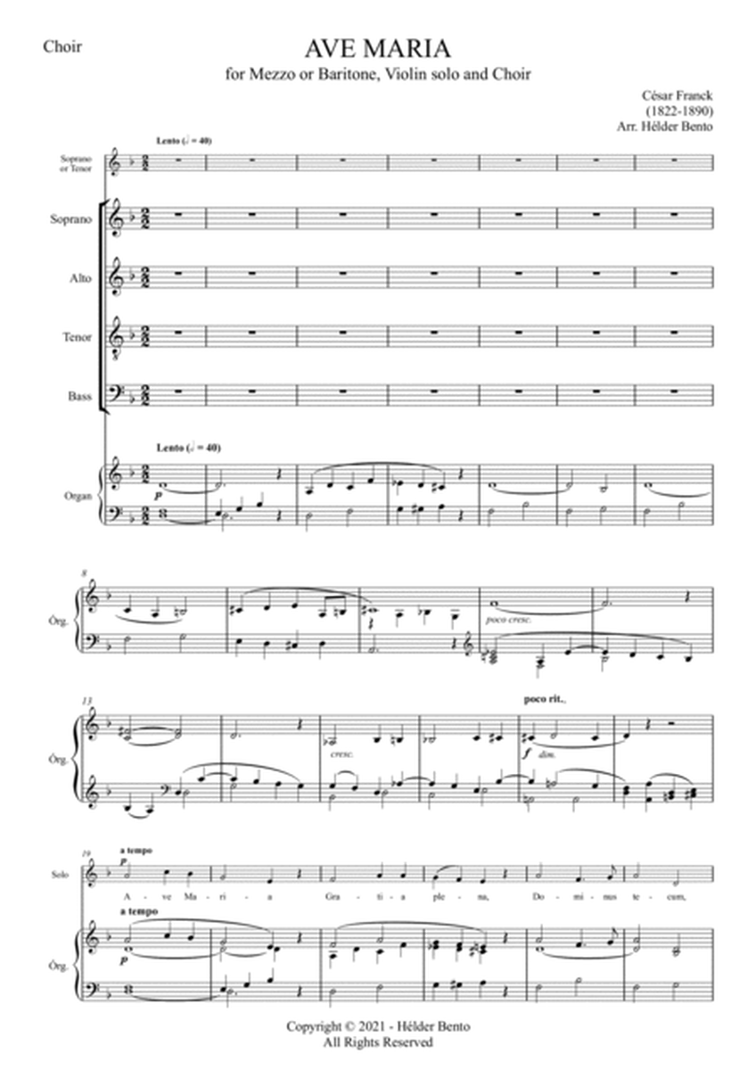 Avé Maria - César Franck for Medium Voice, Choir and Violin Solo image number null